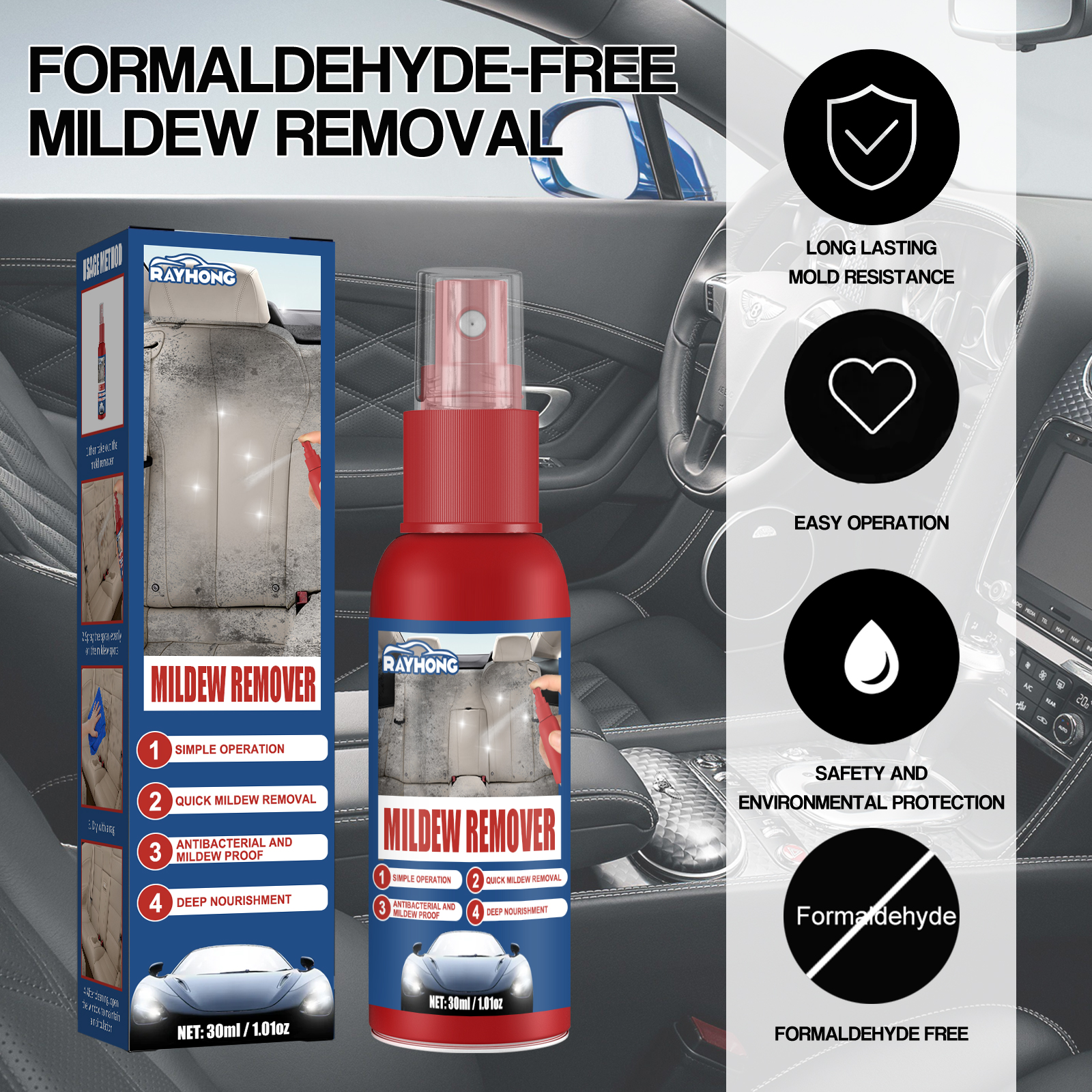 Car Mildew Remover Spray Multi - Leather Cleaner Interior review and price